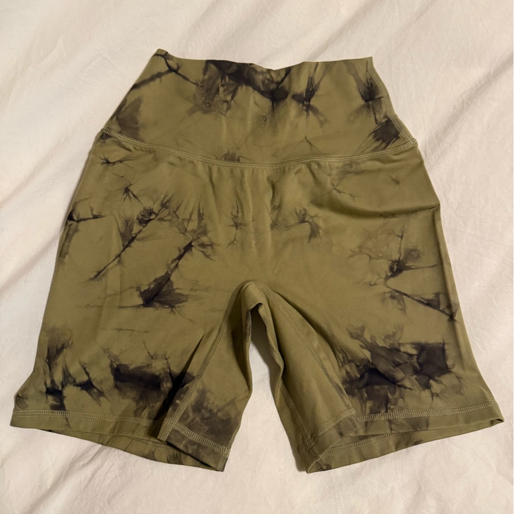 Alphalete Olive Tie-Dye Bike Shorts